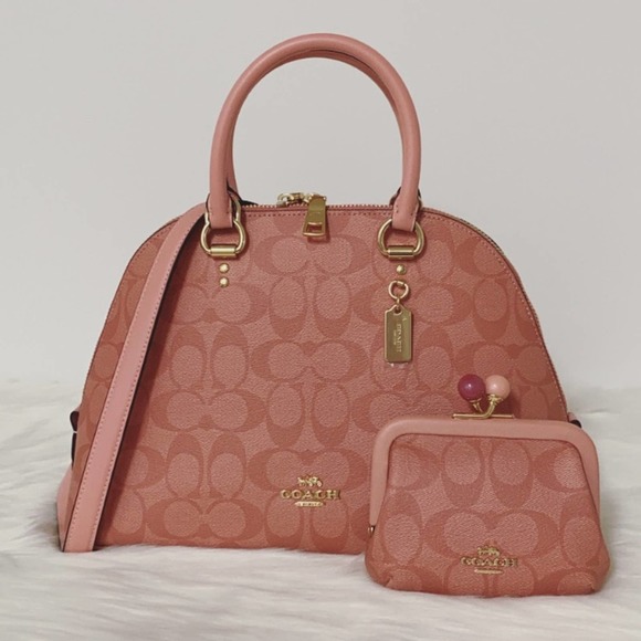 Coach Handbags - Coach Katy Satchel In Signature and Card Case/Signature Canvas/ Pink